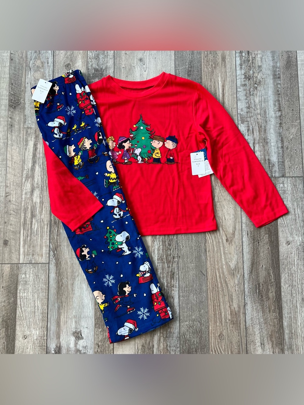 NWT Peanuts Kids Christmas Pajamas Size 8